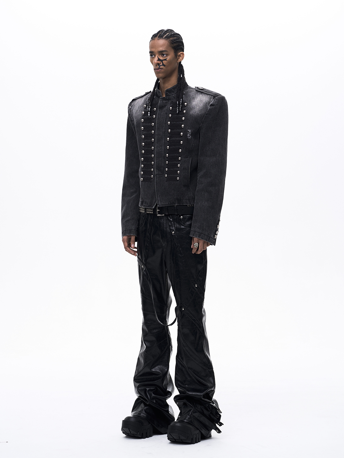 VINTAGE COURT-STYLE DENIM JACKET-WASHED BLACK