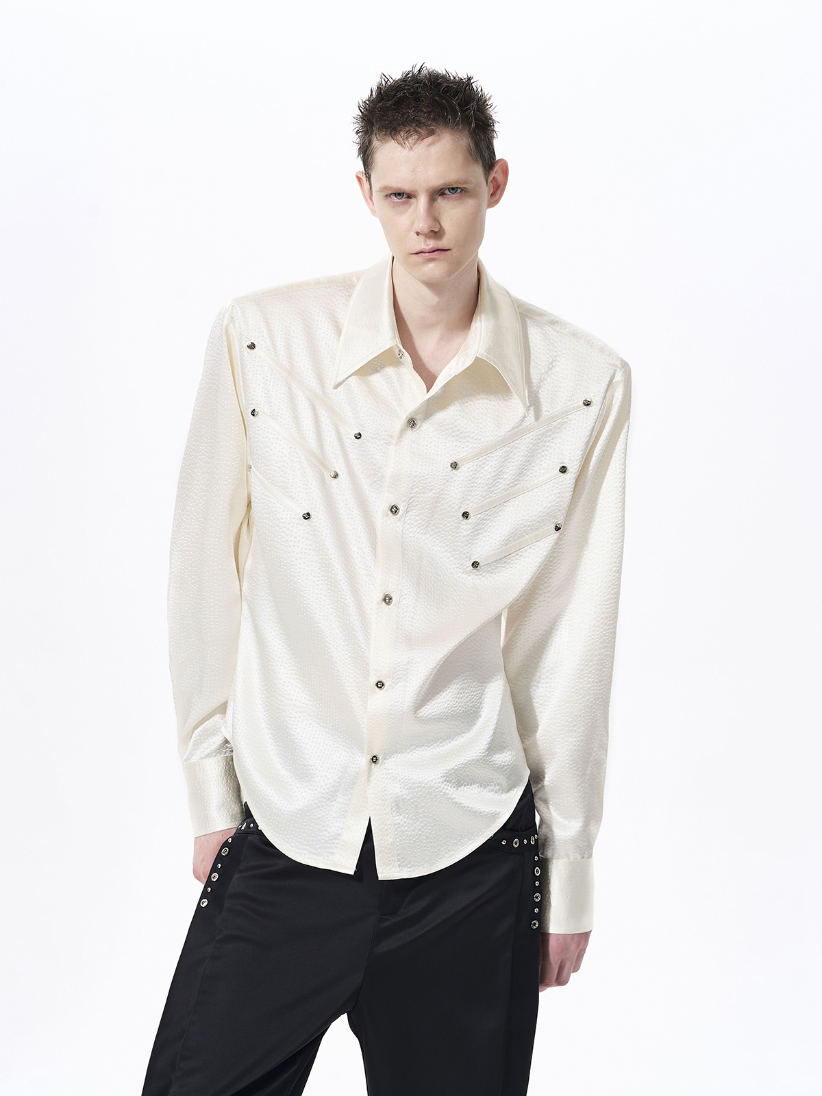 TEXTURED WESTERN HARDWARE SHIRT-PEARL WHITE