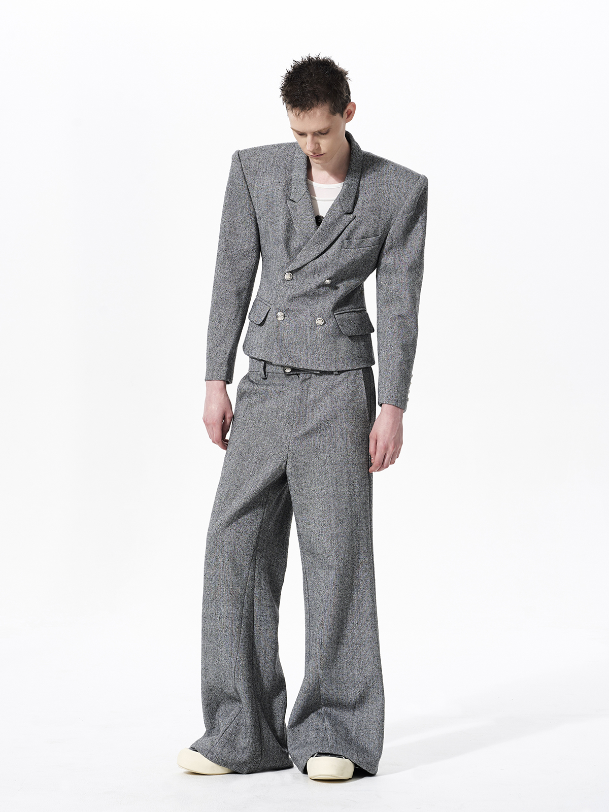 STRUCTURED CROPPED DOUBLE-BREASTED SUIT SET