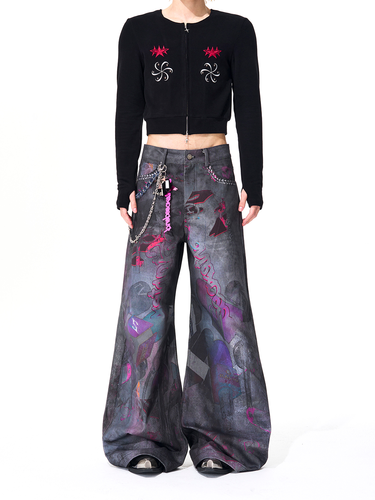 CYBER-GRAFFITI WIDE-LEG JEANS-START EXCEED END