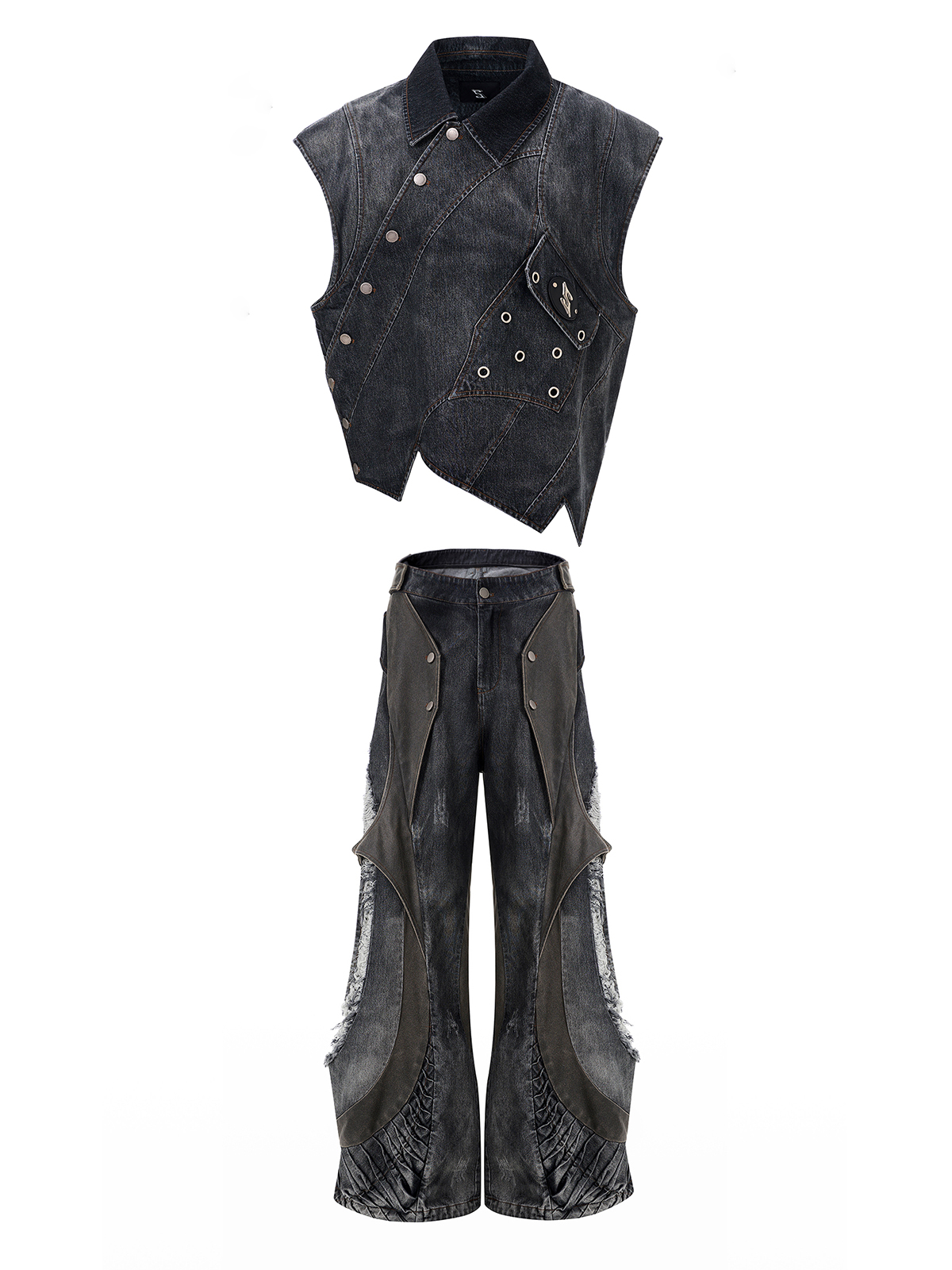 CRIMSON ROOT DECONSTRUCTED DENIM SET-START EXCEED END