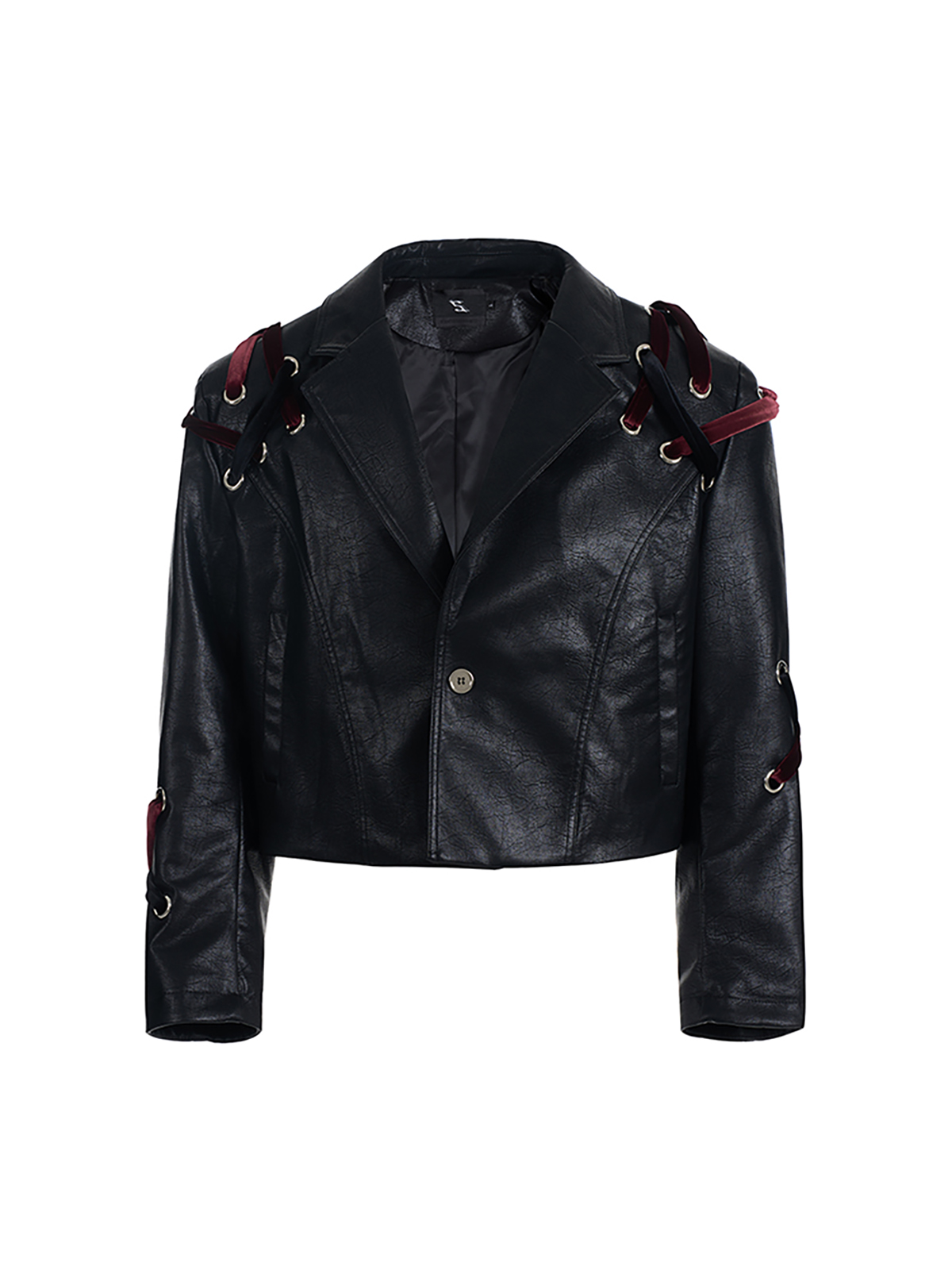 VELVET-LACED LEATHER BLAZER-START EXCEED END