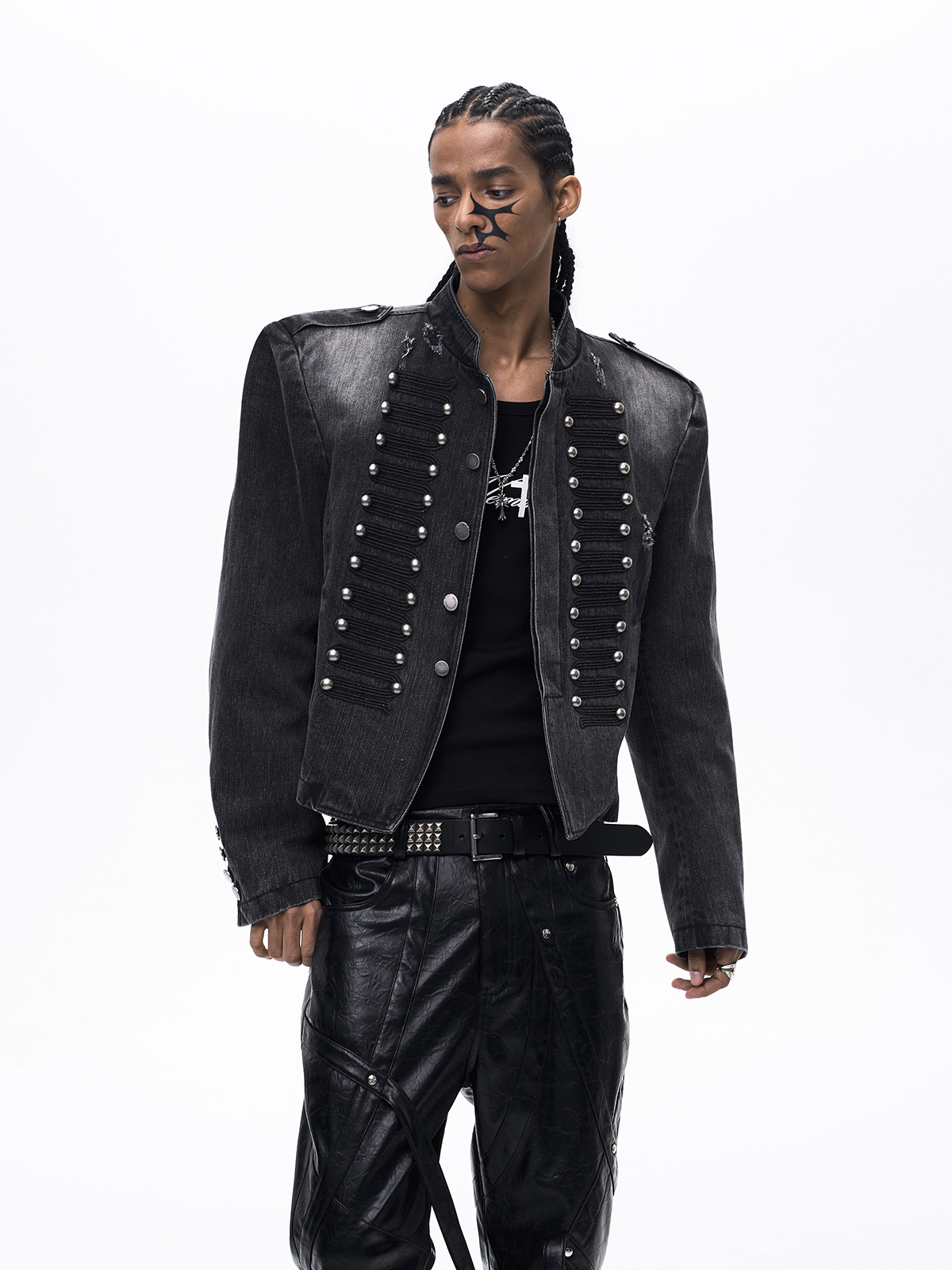 VINTAGE COURT-STYLE DENIM JACKET-WASHED BLACK