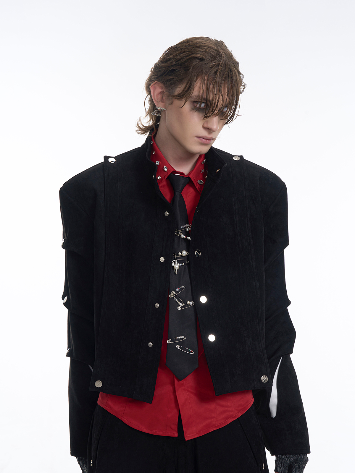 SUEDE-TEXTURE STACKED ARMOR SET-START EXCEED END