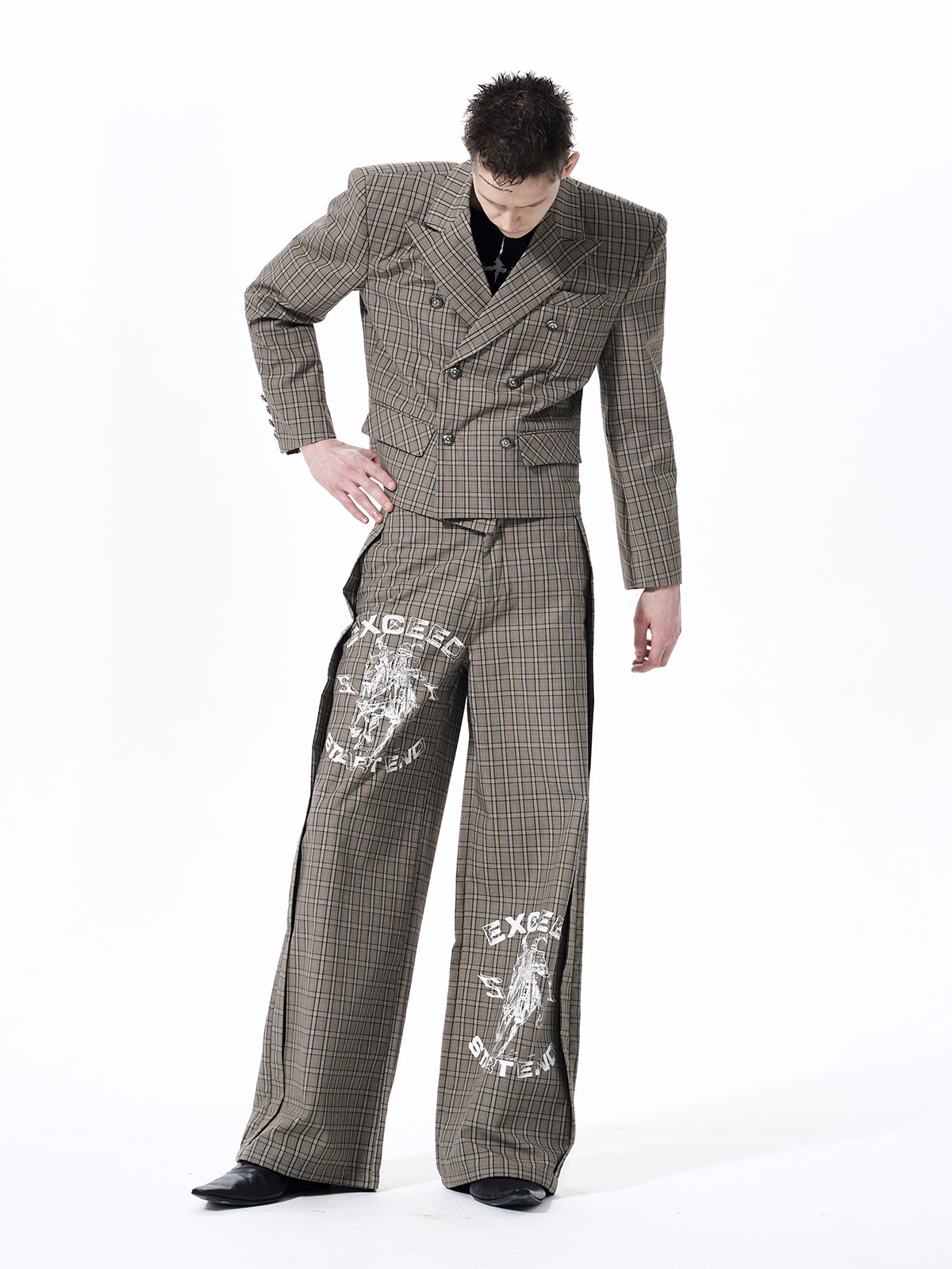 RETRO PLAID WAR HORSE GRAPHIC SUIT SET