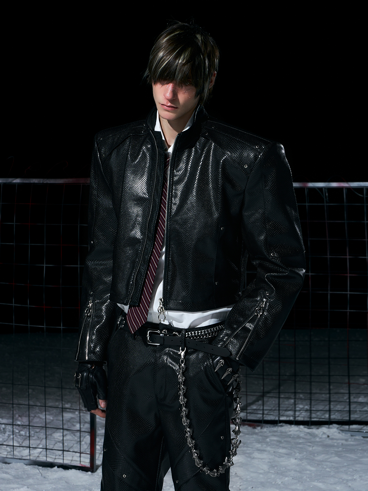 DECONSTRUCTED SNAKE-EMBOSSED LEATHER SET