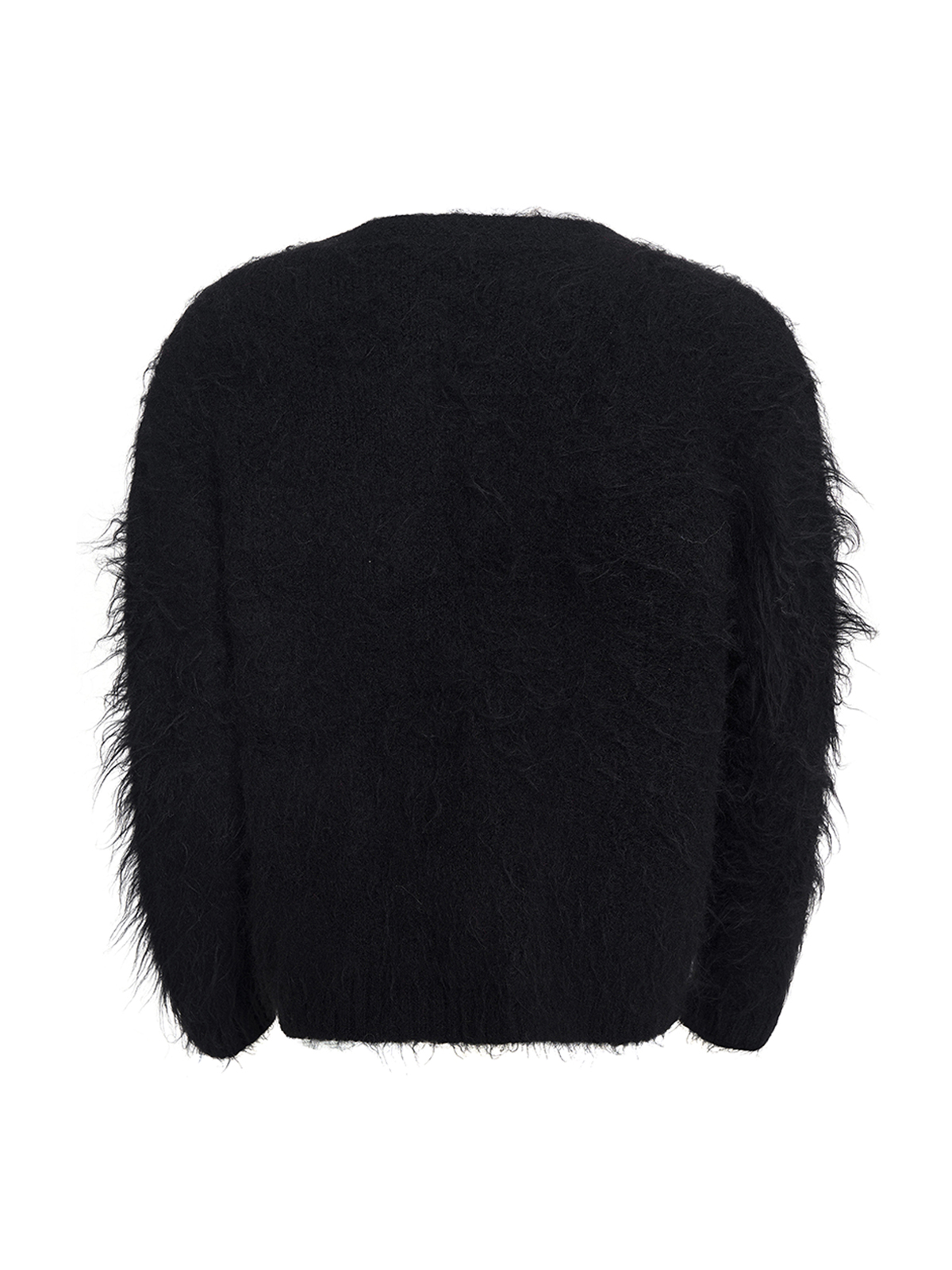 GEMSTONE SCATTERED SHAGGY MOHAIR CARDIGAN-BLACK