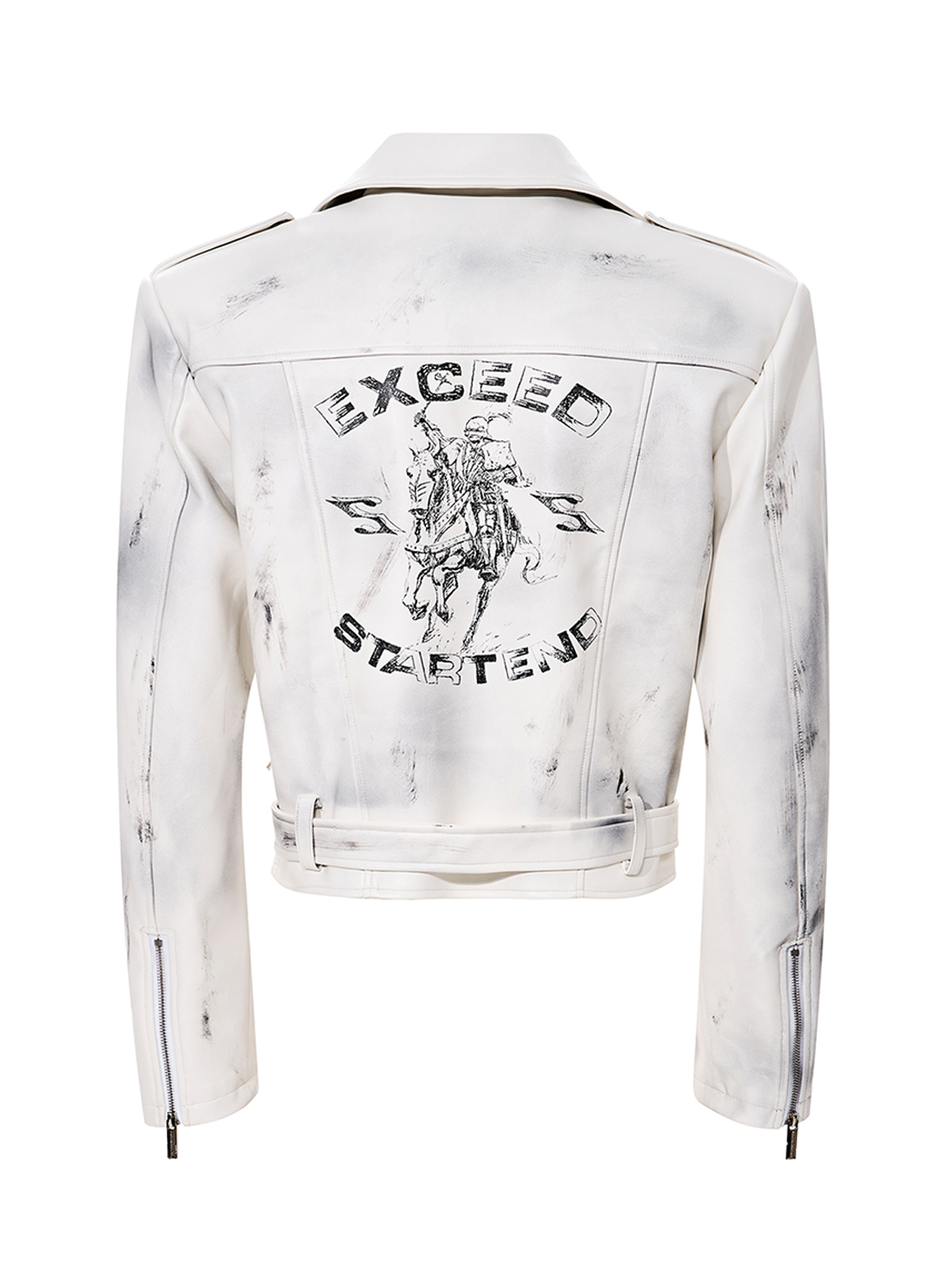 DISTRESSED WAR HORSE BIKER JACKET-WHITE