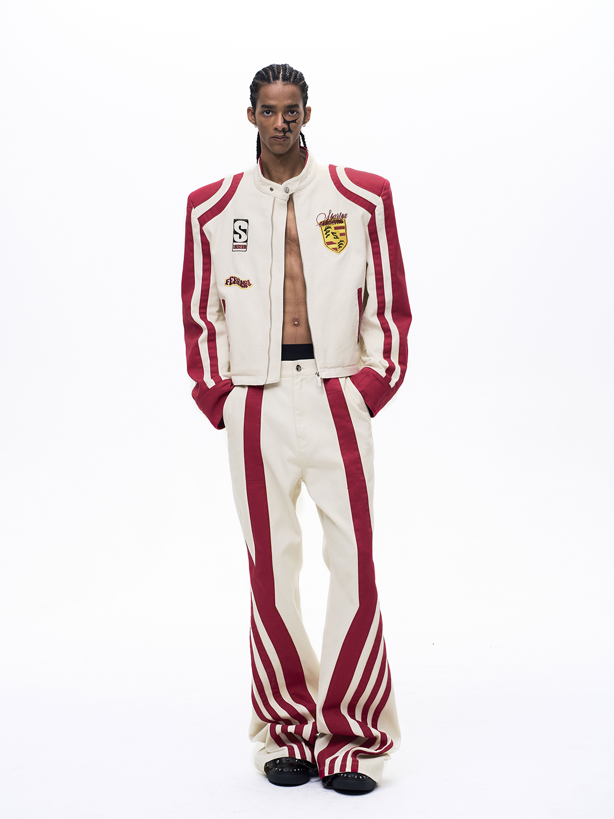 EMBROIDERED RACING BADGE MOTO DENIM SET