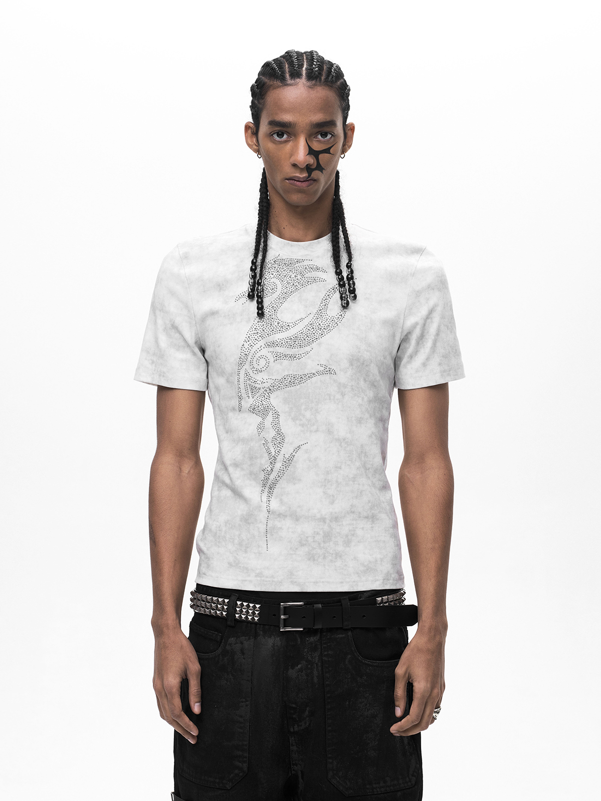 RHINESTONE HORSE DIRTY WASH FITTED TEE