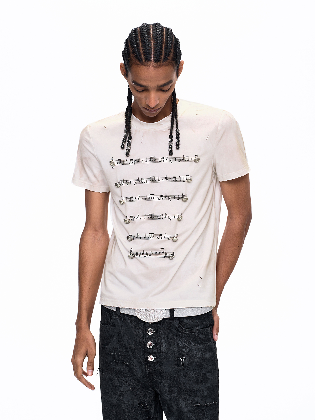 NAPOLEONIC MUSICAL NOTE BUTTONED TEE