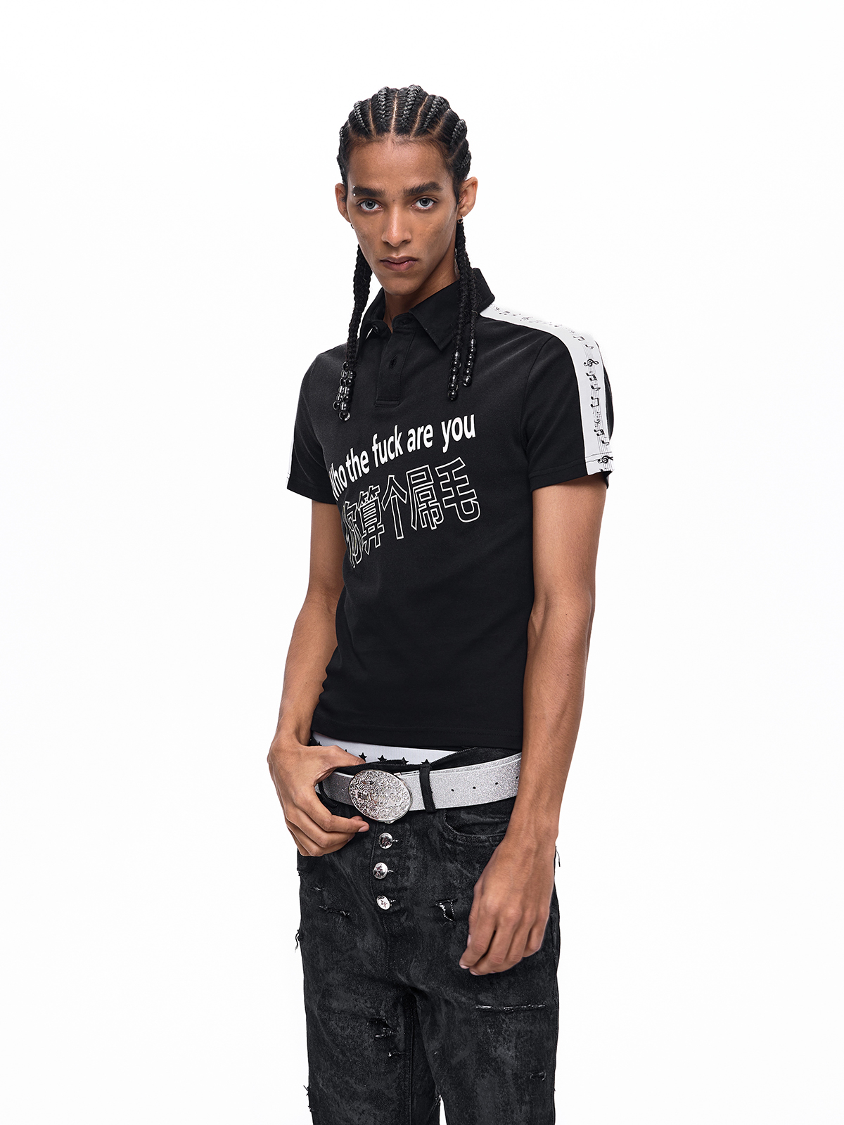 SUBVERSIVE TYPOGRAPHY MUSICAL NOTE POLO-BLACK