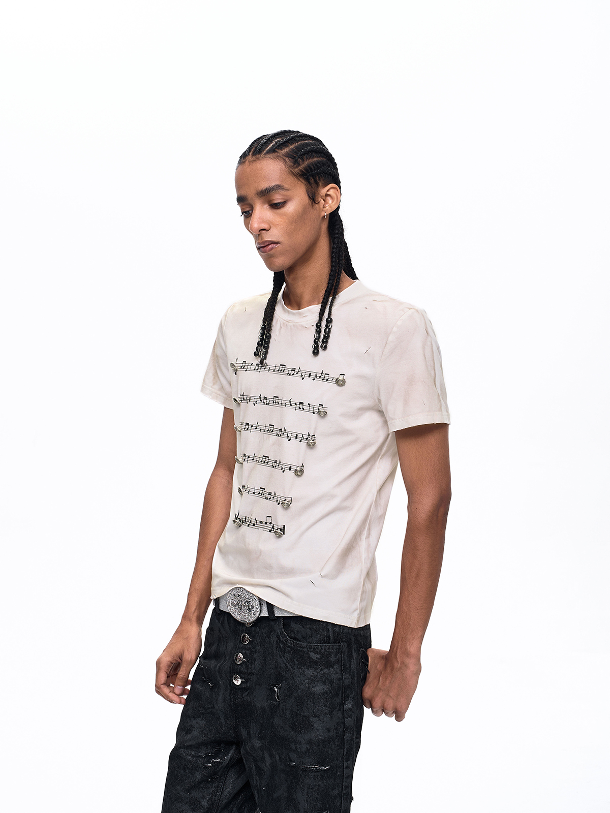 NAPOLEONIC MUSICAL NOTE BUTTONED TEE