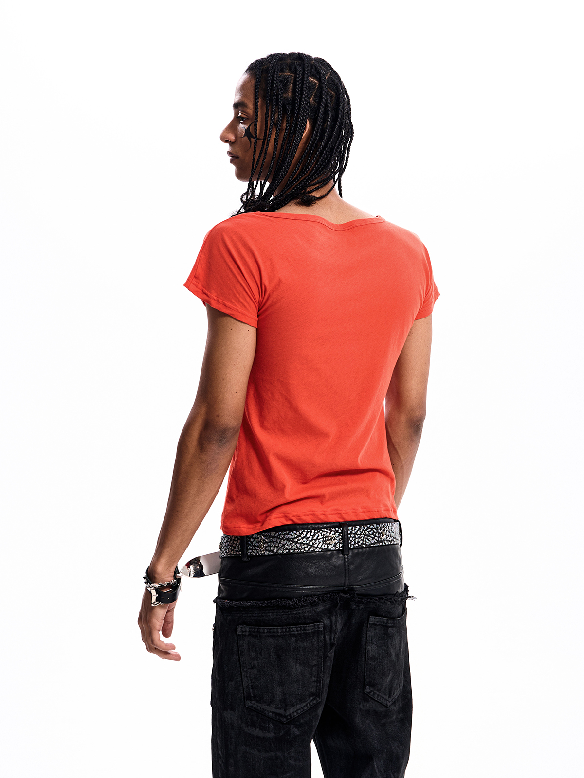 DOLL GRAPHIC CAP SLEEVE TEE-ORANGE