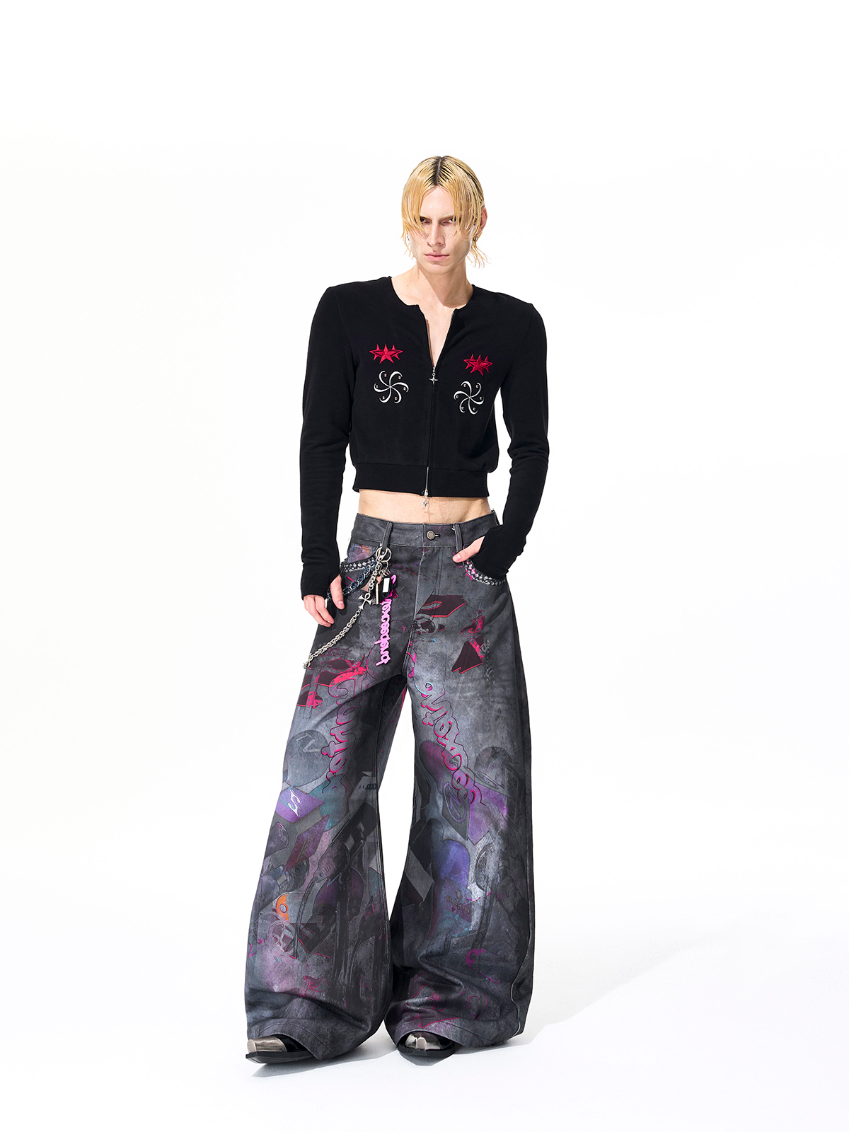 CYBER-GRAFFITI WIDE-LEG JEANS-START EXCEED END
