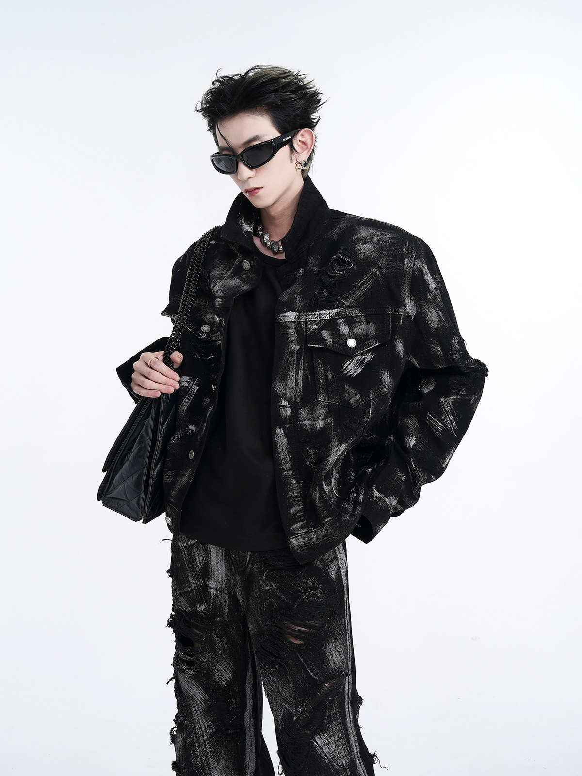 DESTROYED BRUSHED DENIM SET