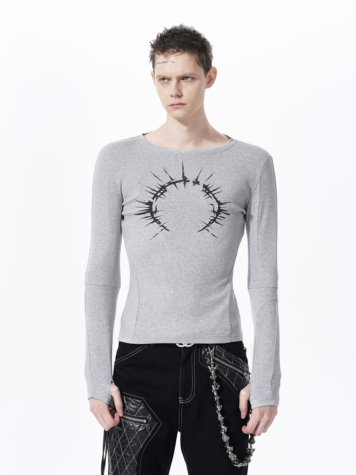 HALO GRAPHIC THUMBHOLE LONGSLEEVE-GREY