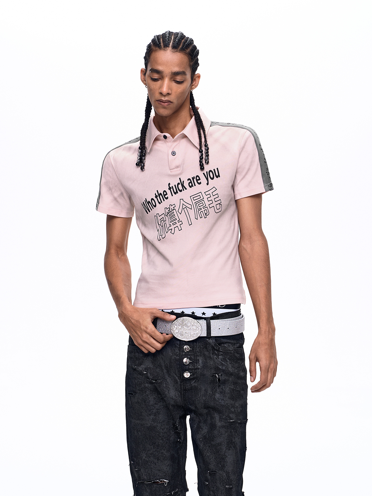 SUBVERSIVE TYPOGRAPHY MUSICAL NOTE POLO-PINK