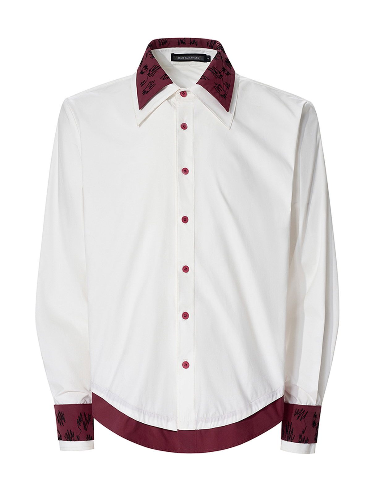 FAKE TWO-PIECE DOUBLE COLLAR SHIRT-WHITE