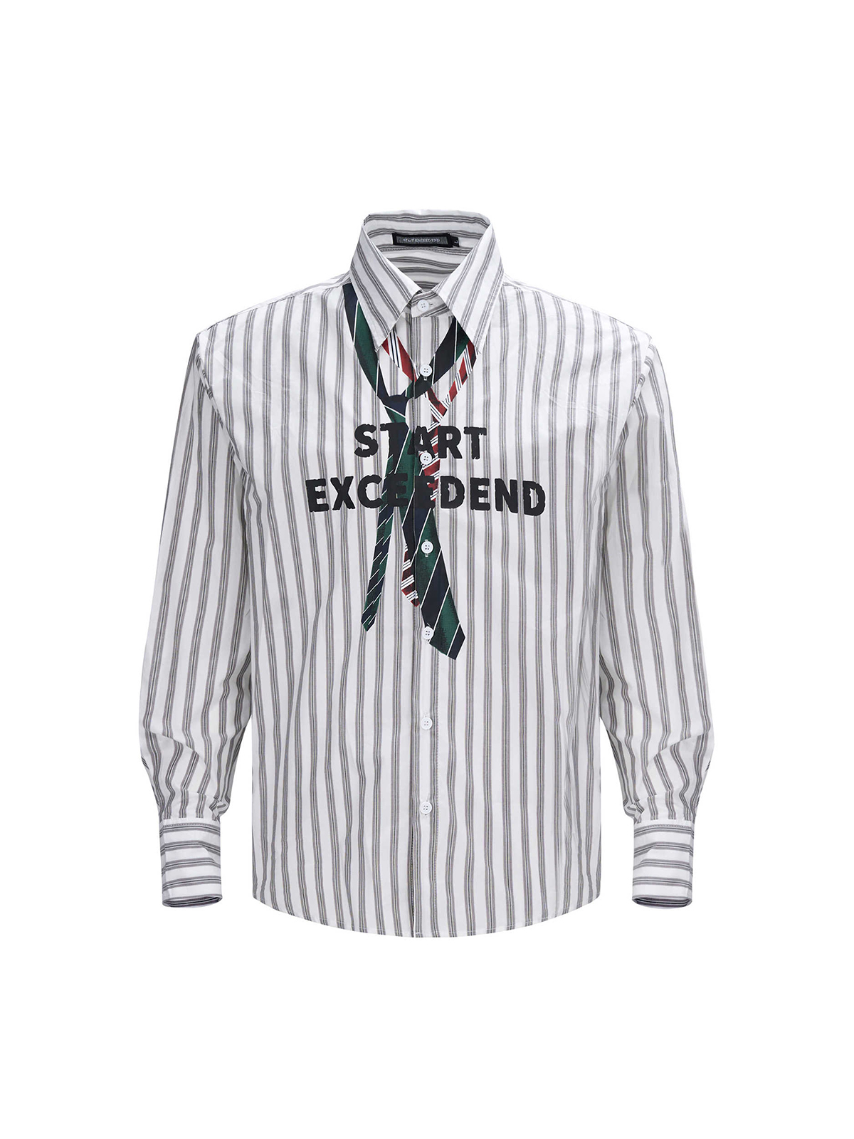 TROMPE L'OEIL NECKTIE PINSTRIPE SHIRT-START EXCEED END