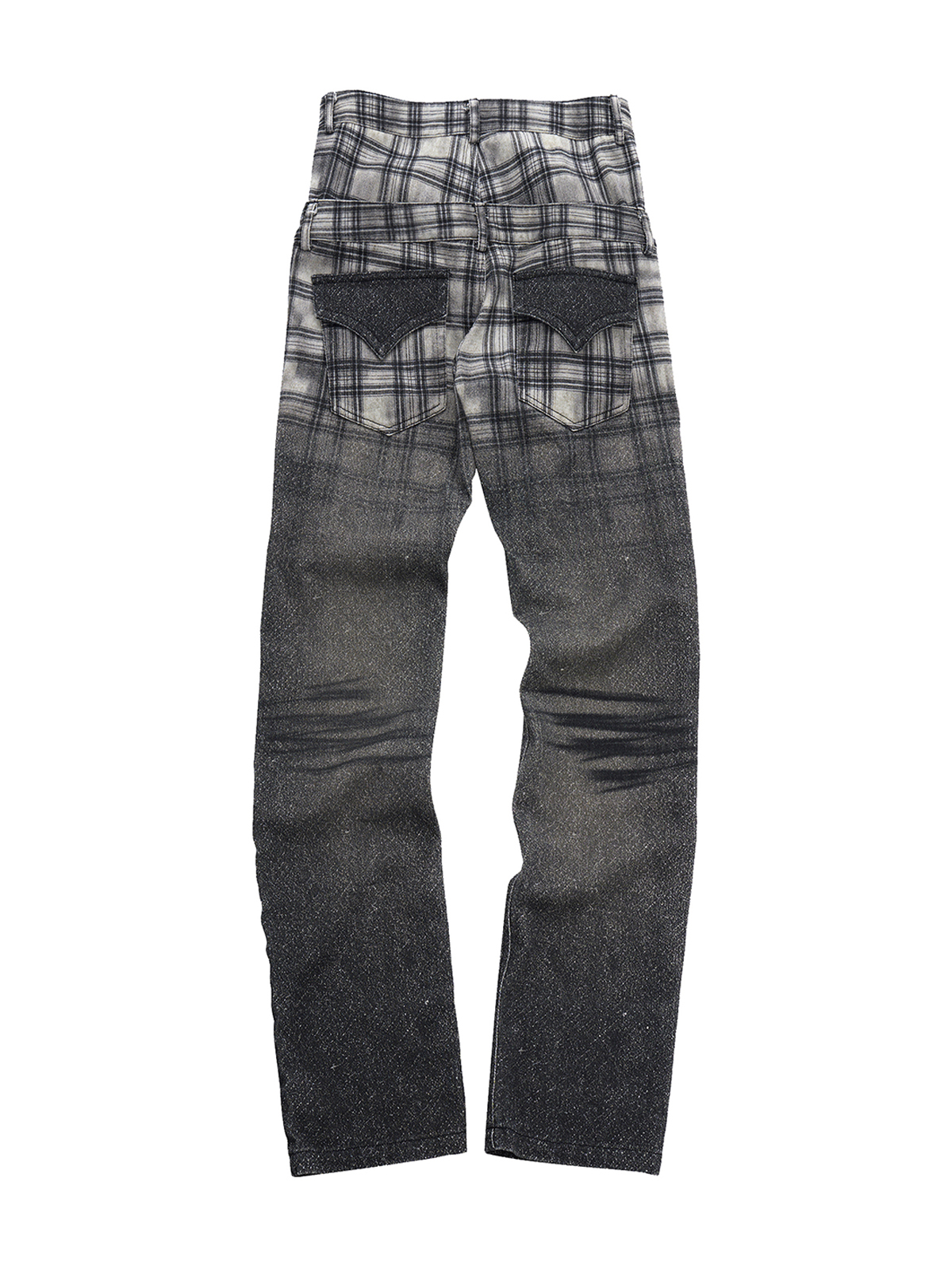 PLAID DOUBLE WAIST JEANS