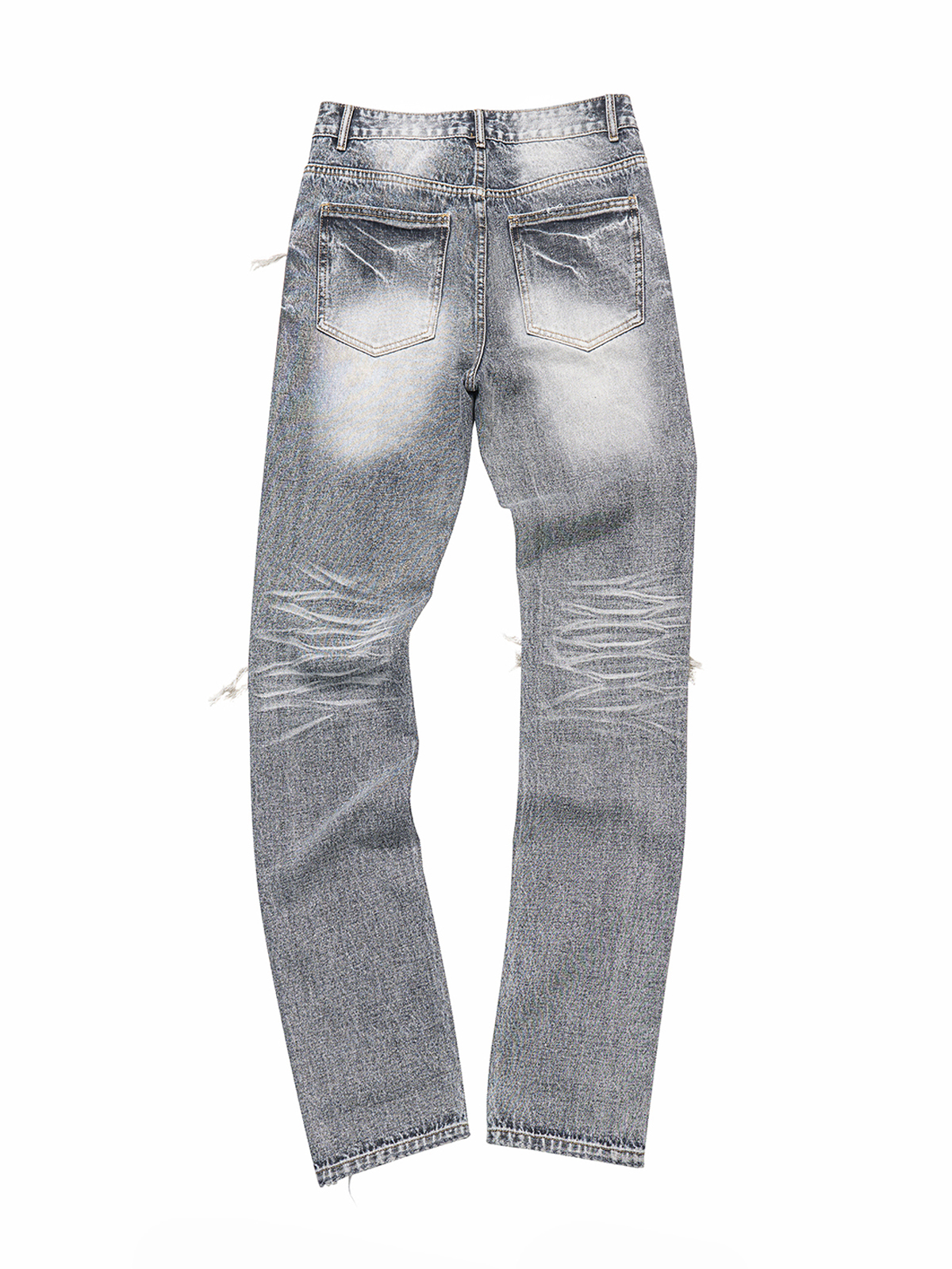 PLAID PATCH DISTRESSED JEANS