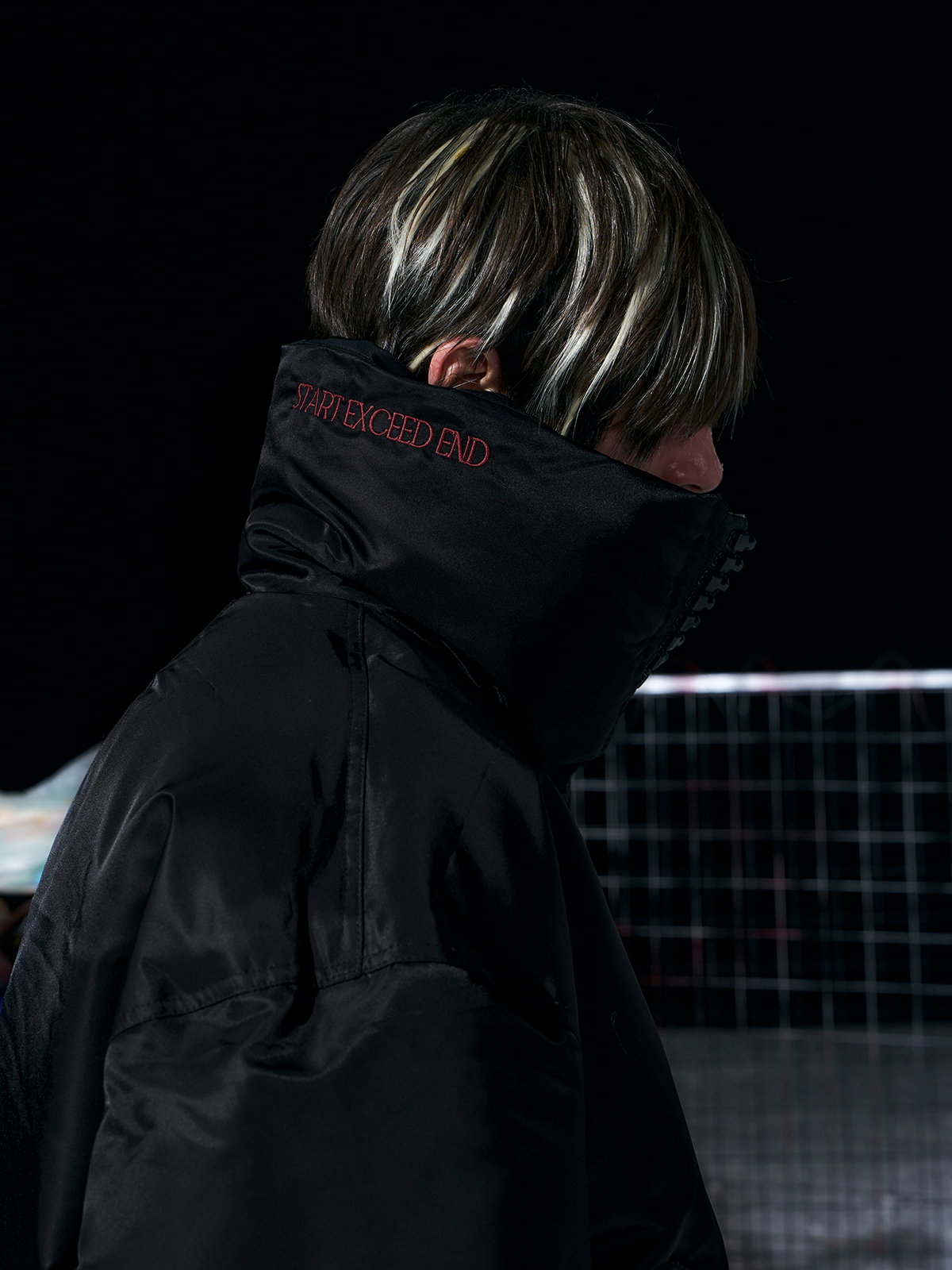 Heavy-Zip High-Collar Down Jacket-Black