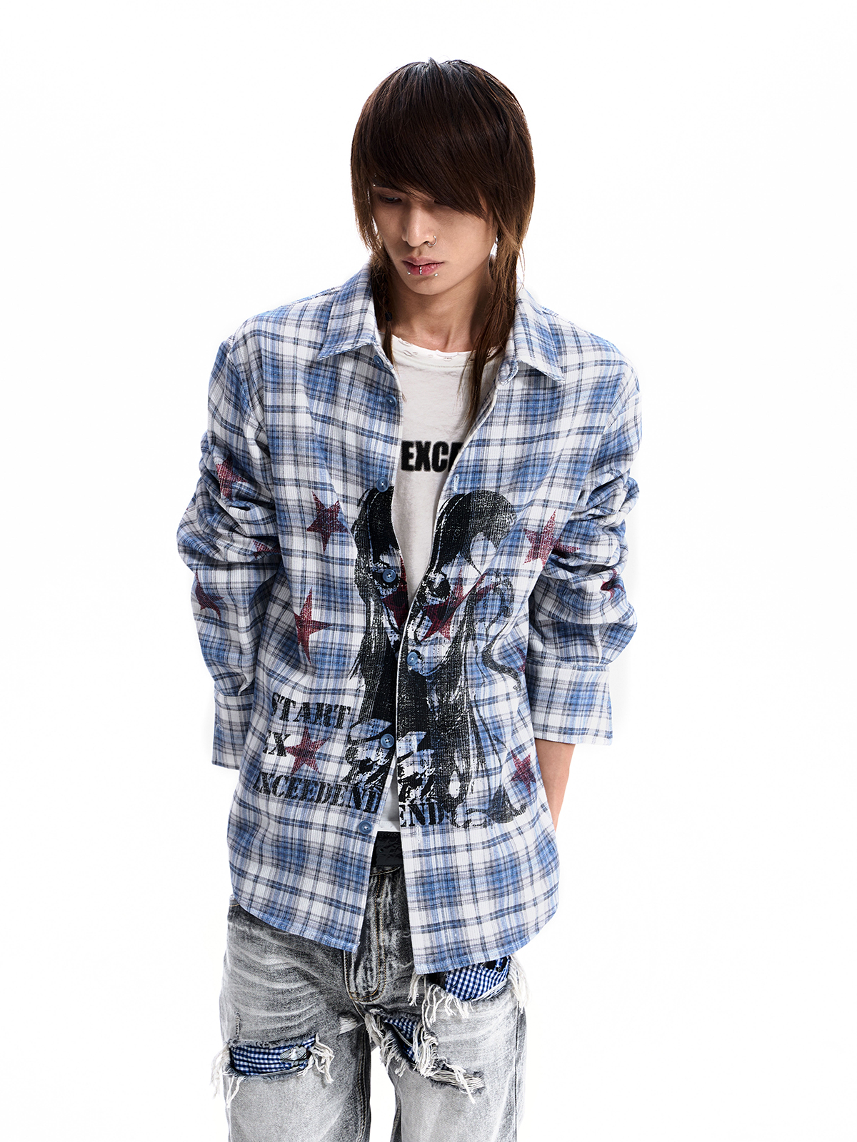 PORTRAIT PRINT PLAID SHIRT