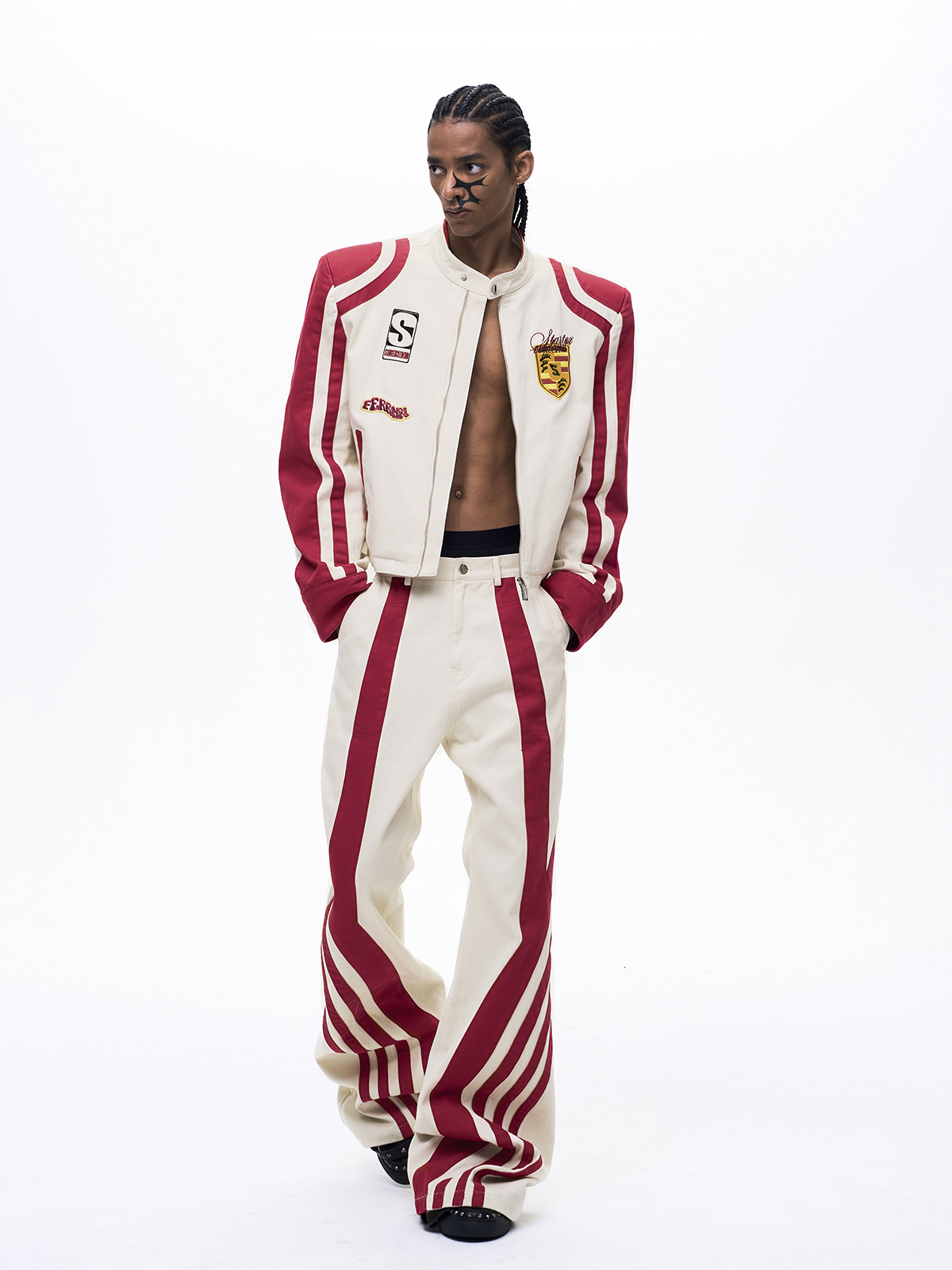 EMBROIDERED RACING BADGE MOTO DENIM SET