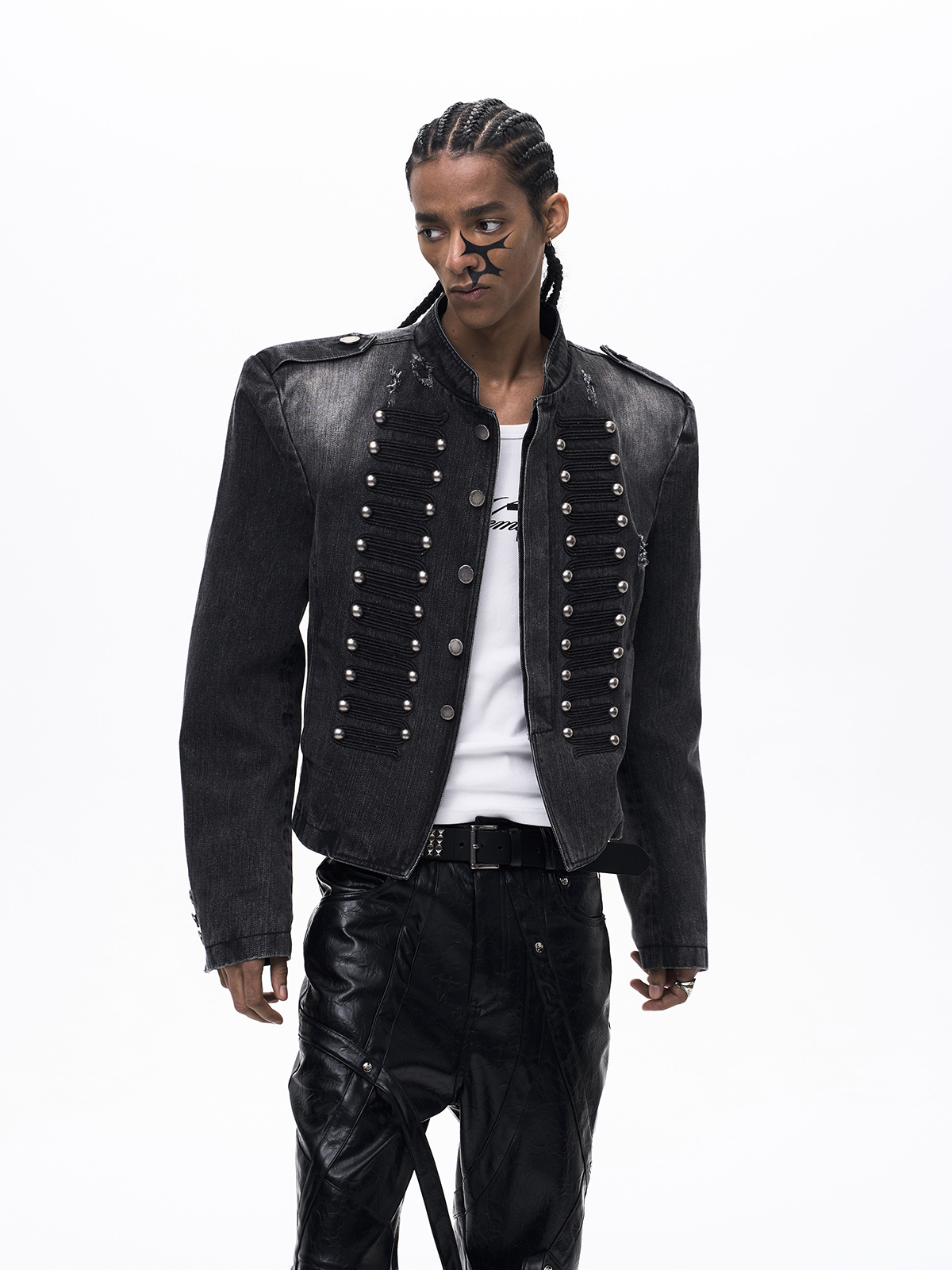 VINTAGE COURT-STYLE DENIM JACKET-WASHED BLACK