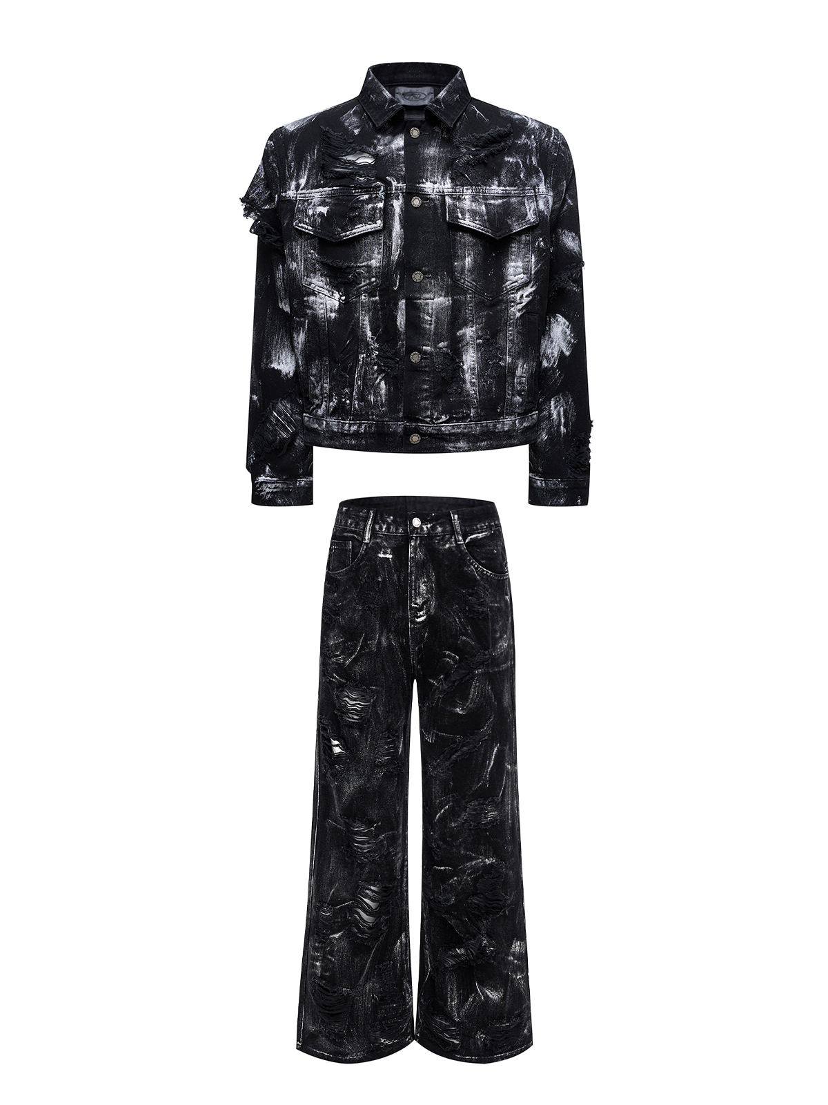 DESTROYED BRUSHED DENIM SET