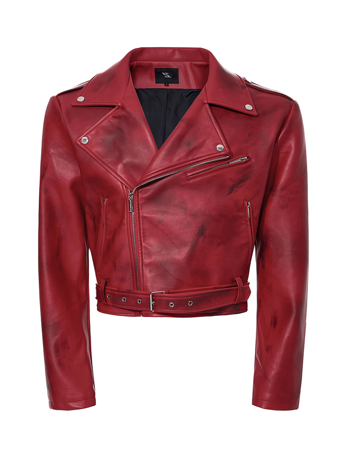 DISTRESSED WAR HORSE BIKER JACKET-RED