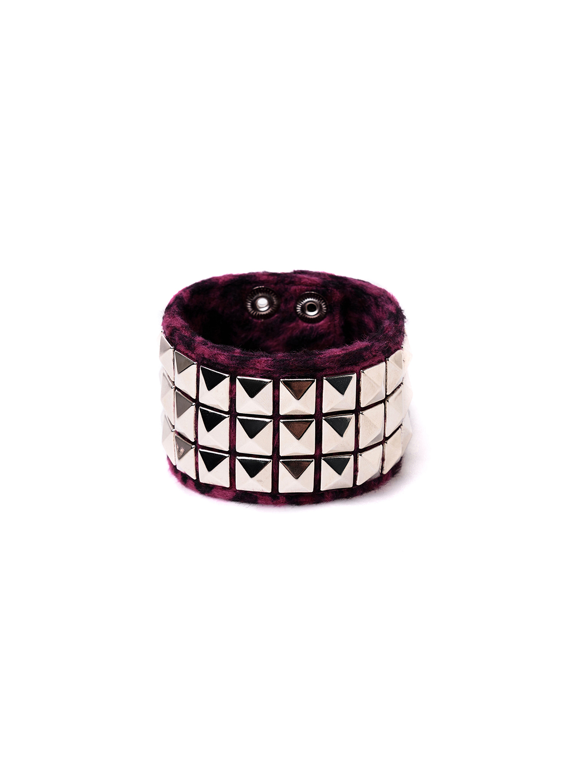STUDDED FAUX FUR WRIST CUFF-RED