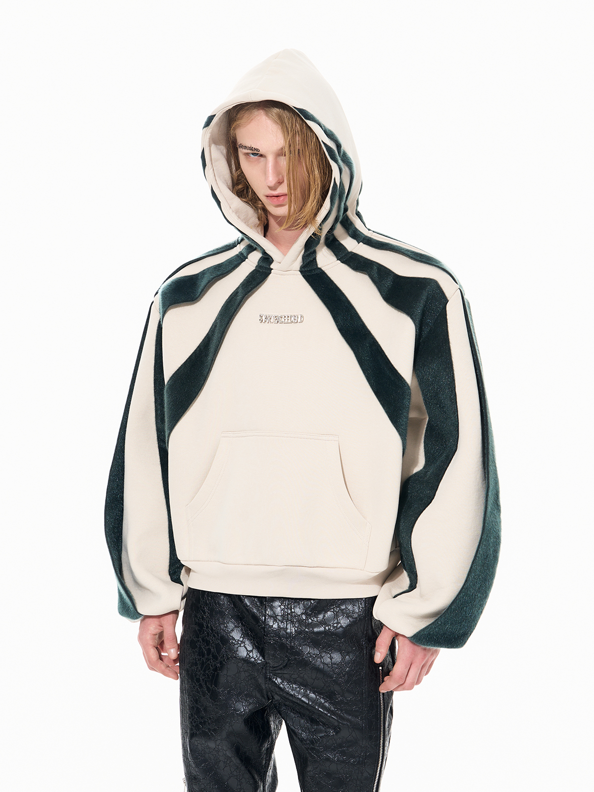 IVORY FOREST WEB CROPPED HOODIE