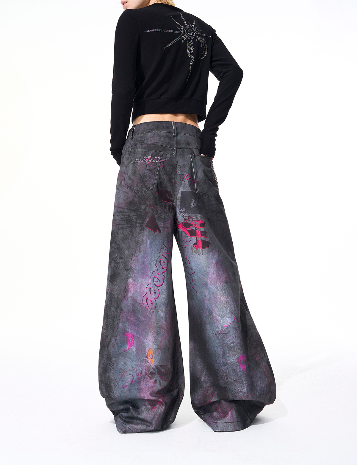 CYBER-GRAFFITI WIDE-LEG JEANS-START EXCEED END
