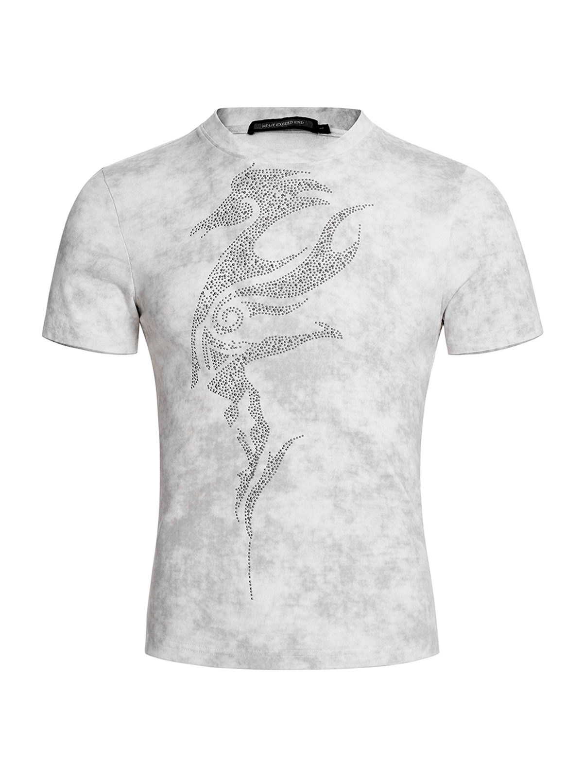 RHINESTONE HORSE DIRTY WASH FITTED TEE