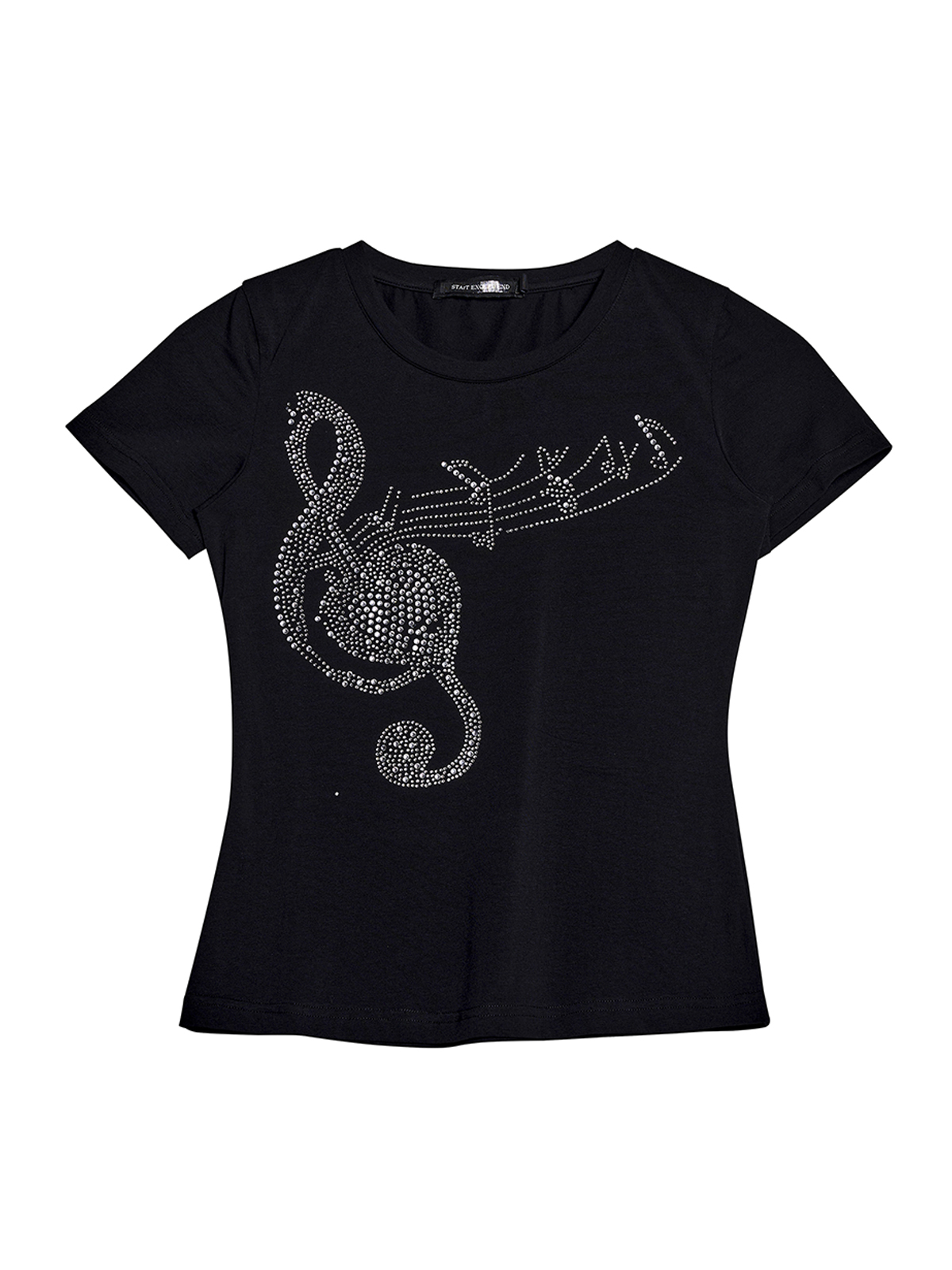 RHINESTONE MUSICAL NOTE FITTED TEE