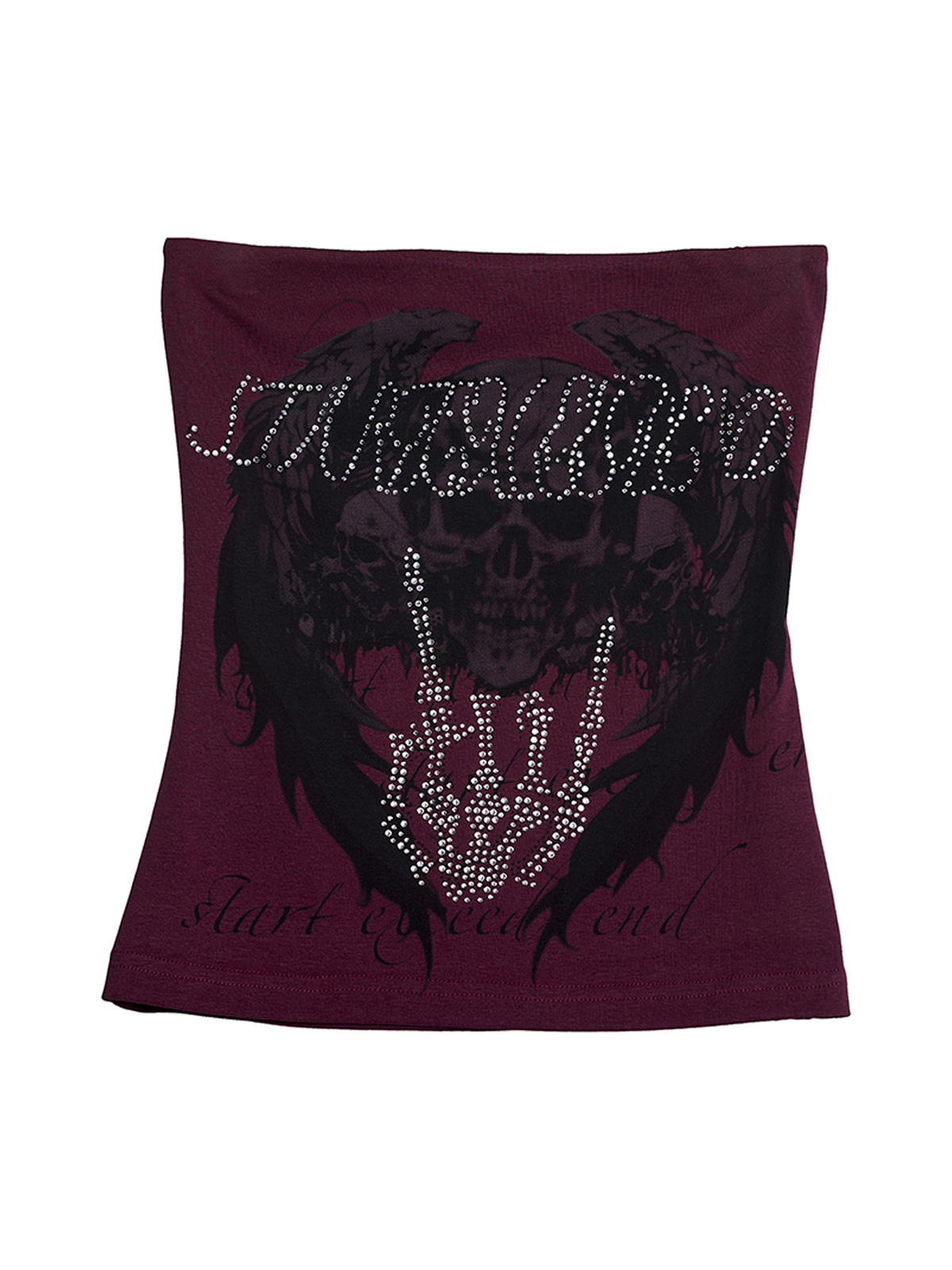 RHINESTONE SKULL GRAPHIC TUBE TOP
