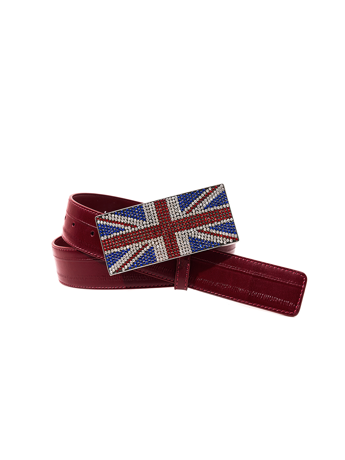 RHINESTONE UNION JACK LEATHER BELT