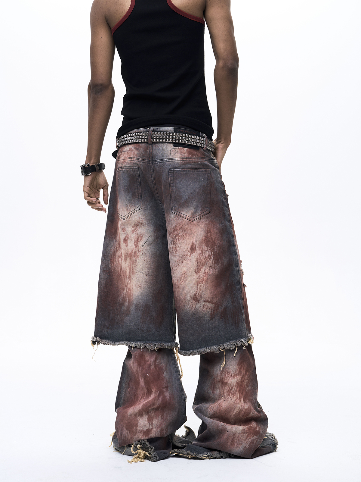 FAKE TWO-PIECE MUD WASH DENIM