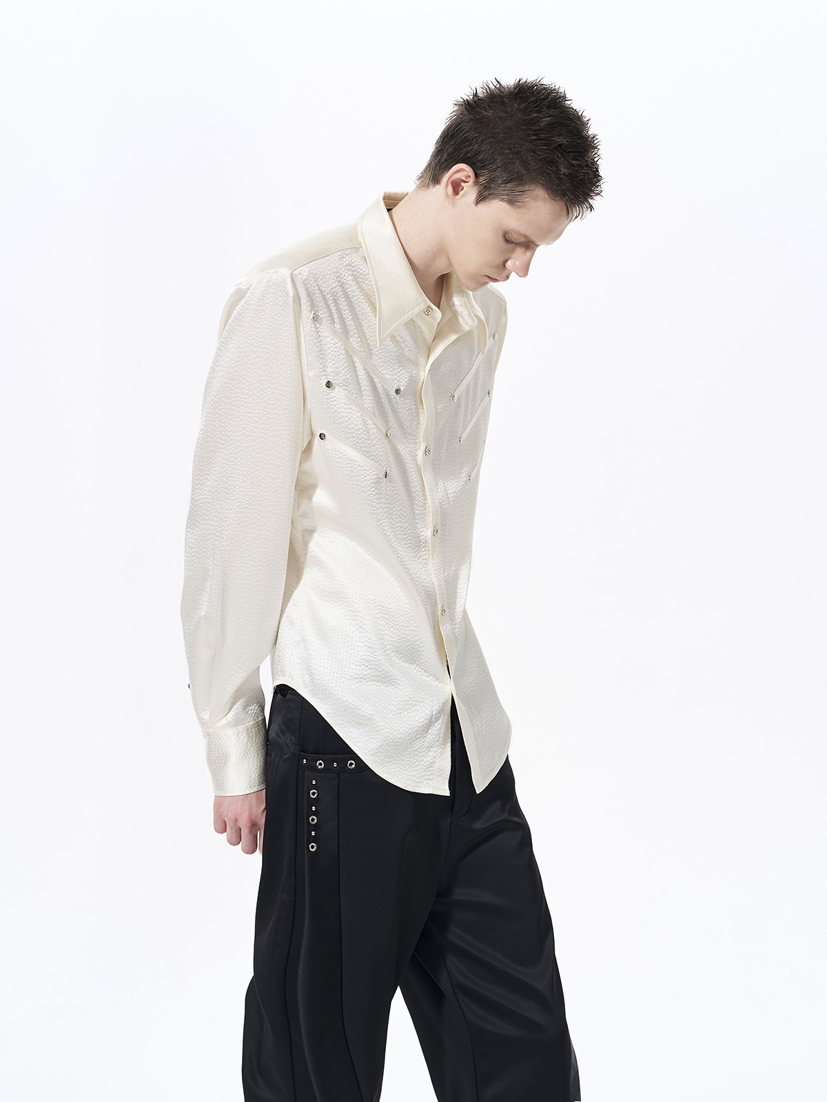 TEXTURED WESTERN HARDWARE SHIRT-PEARL WHITE