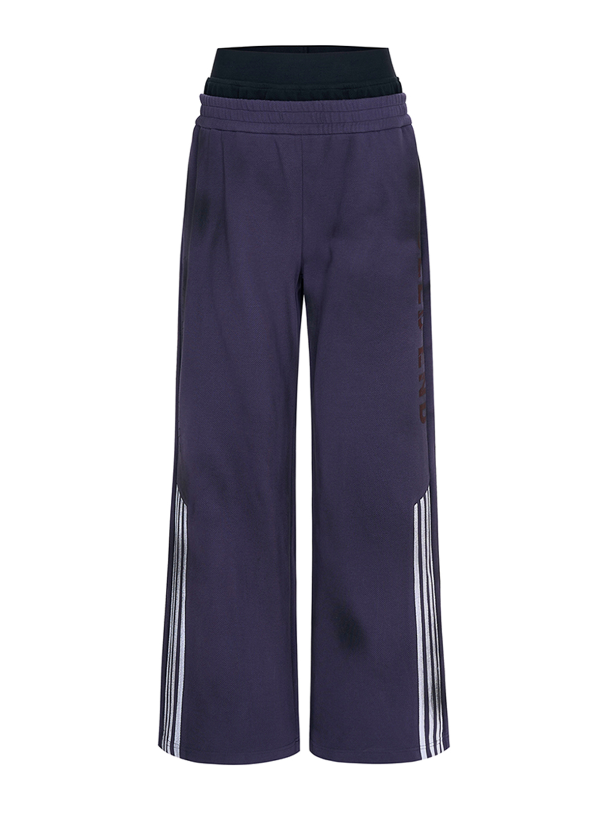 DISTRESSED MOTO BADGE 4-STRIPE TRACKSUIT SET-DEEP PURPLE