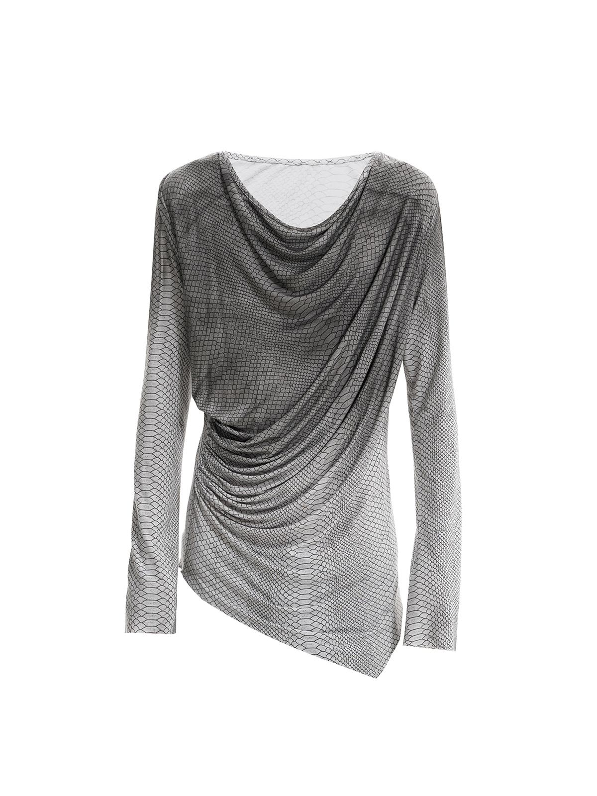 SNAKESKIN DRAPED LONG SLEEVE TEE