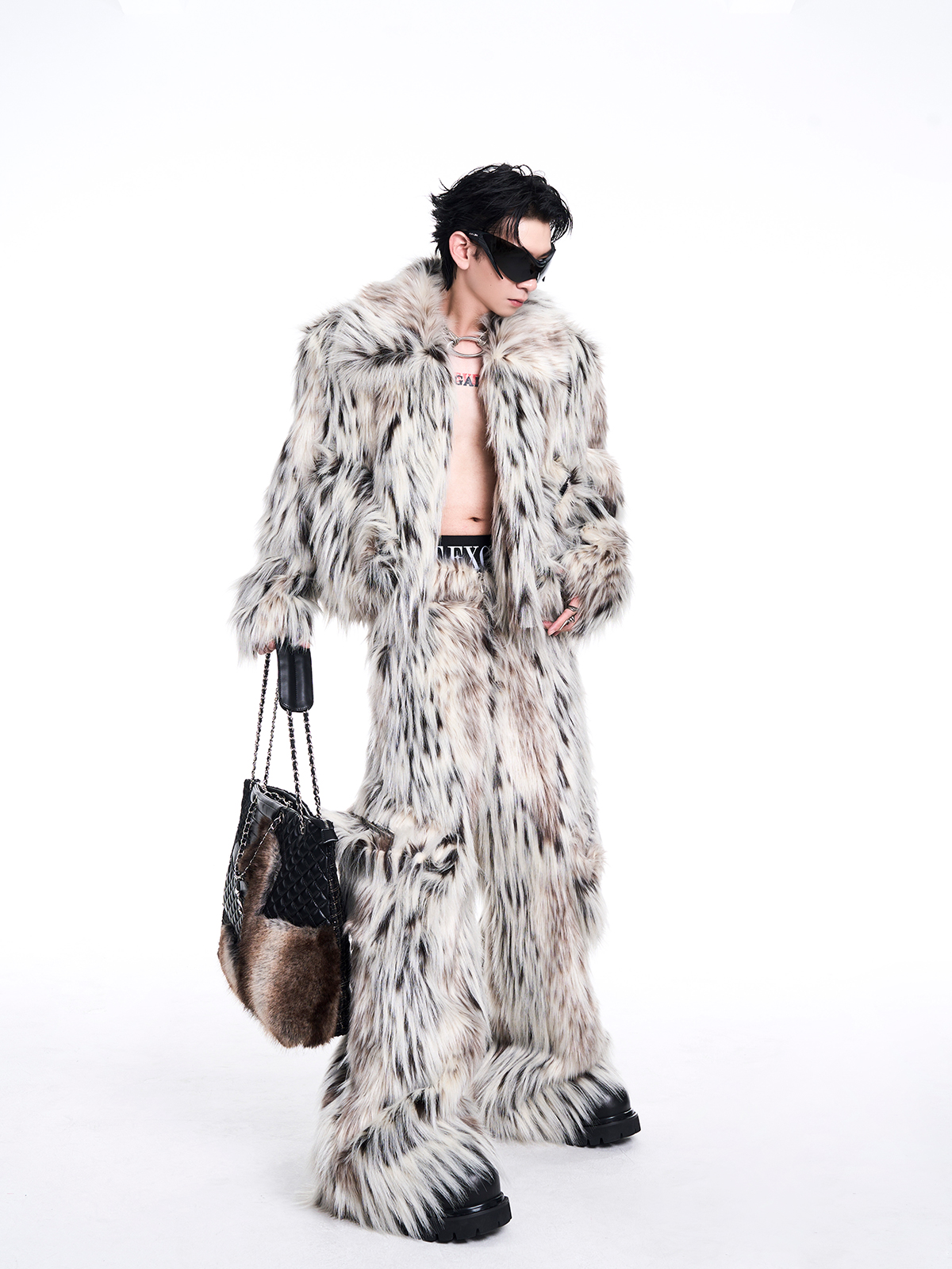 SNOW LEOPARD FAUX FUR SET-START EXCEED END