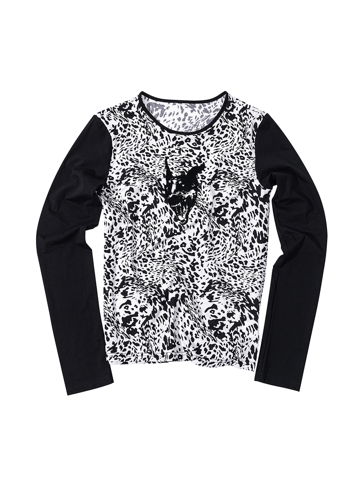 SPECKLED WOLF PRINT LONG SLEEVE TEE