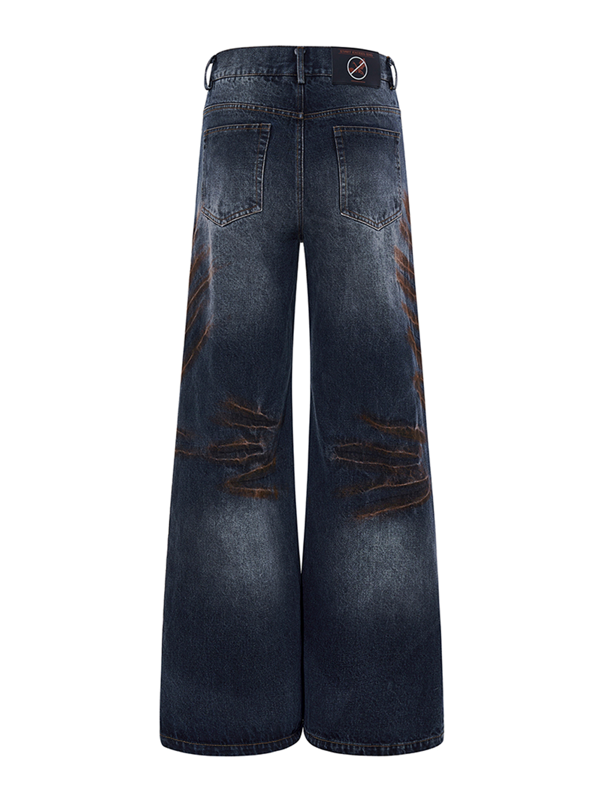 OXIDIZED WHISKER WIDE LEG DENIM-DARK BLUE