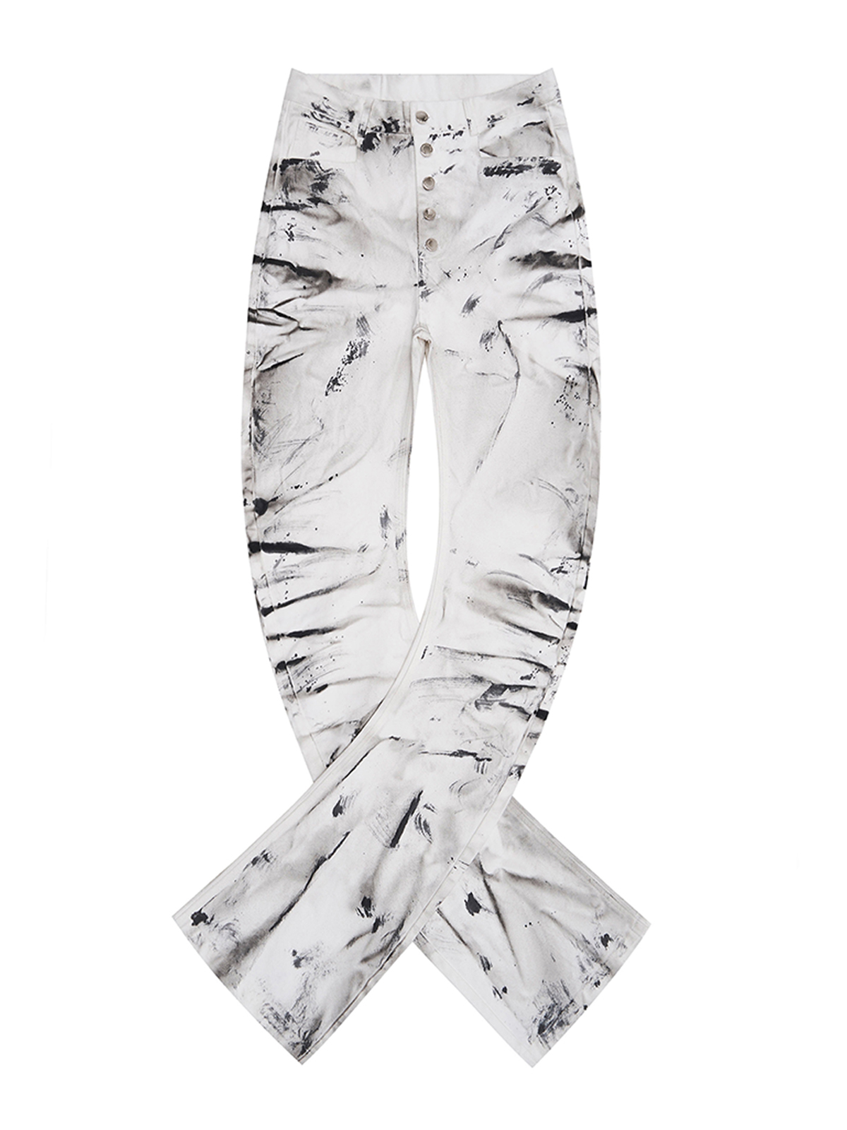 ABSTRACT TIE-DYE 3D WRINKLED CURVED DENIM