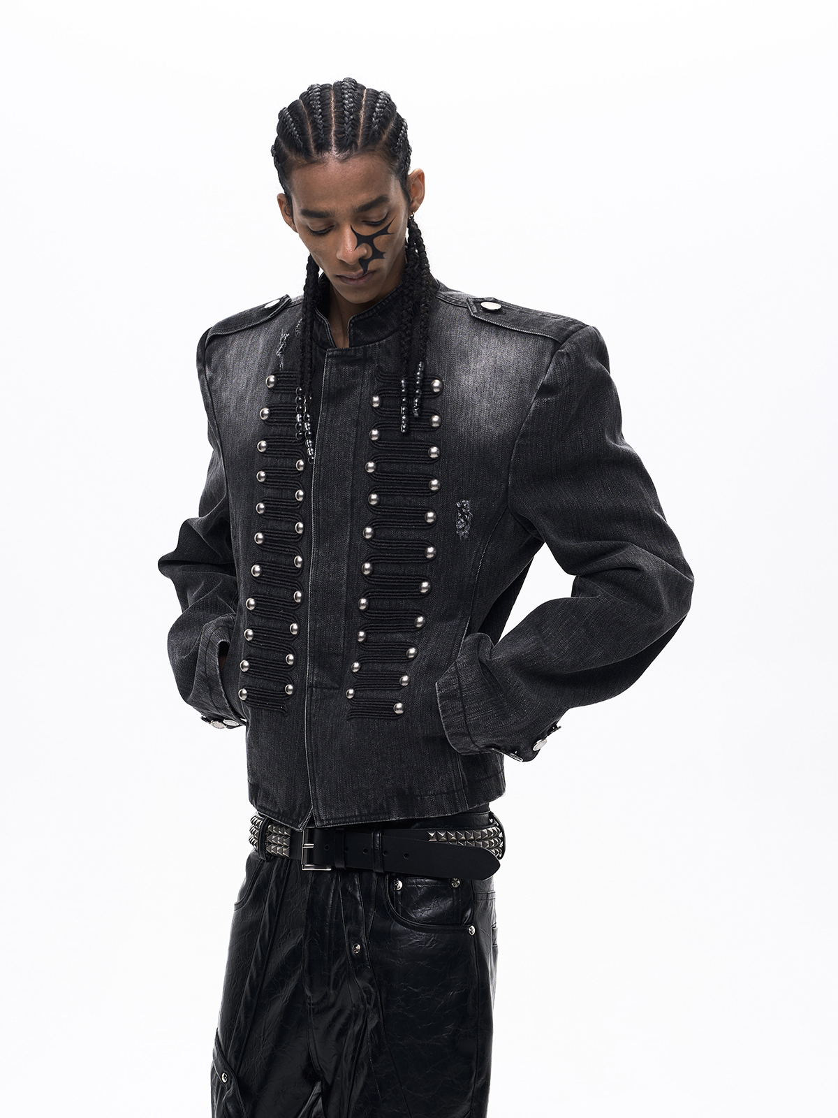 VINTAGE COURT-STYLE DENIM JACKET-WASHED BLACK