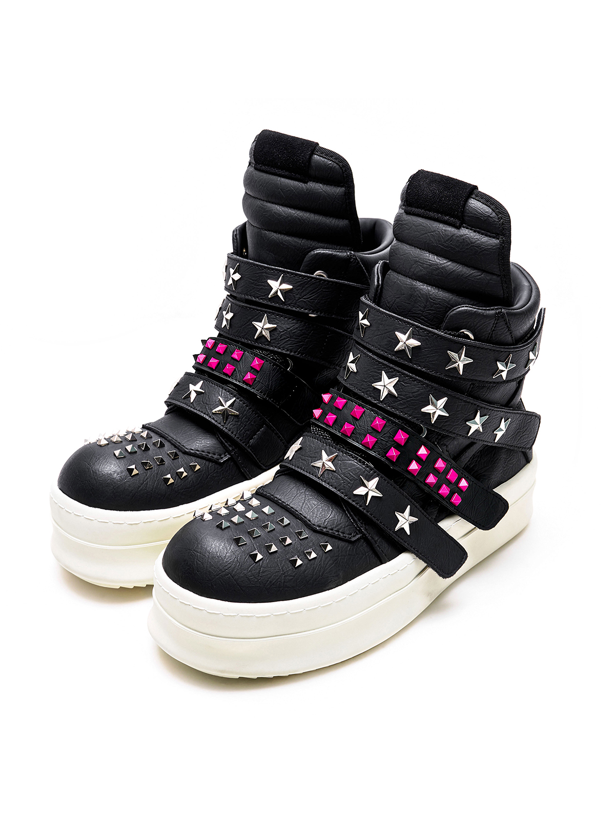STAR STUDDED PLATFORM BOOTS-BLACK