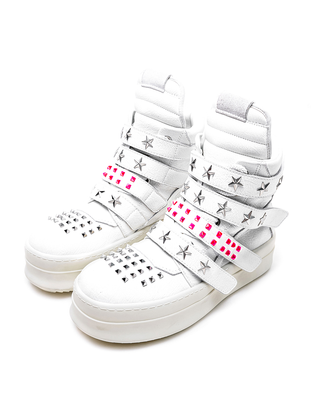 STAR STUDDED PLATFORM BOOTS-WHITE